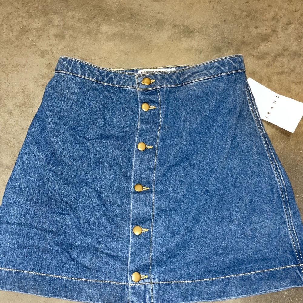 Denim Button Front A-Line Mini Skirt